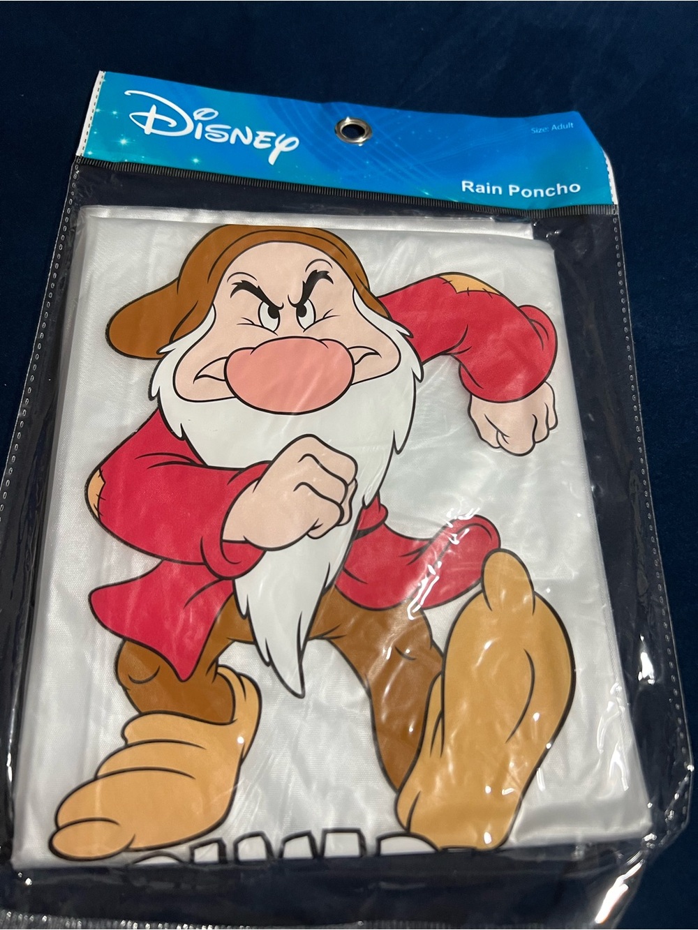 Disney Grumpy Rain Poncho in White, Red, Brown